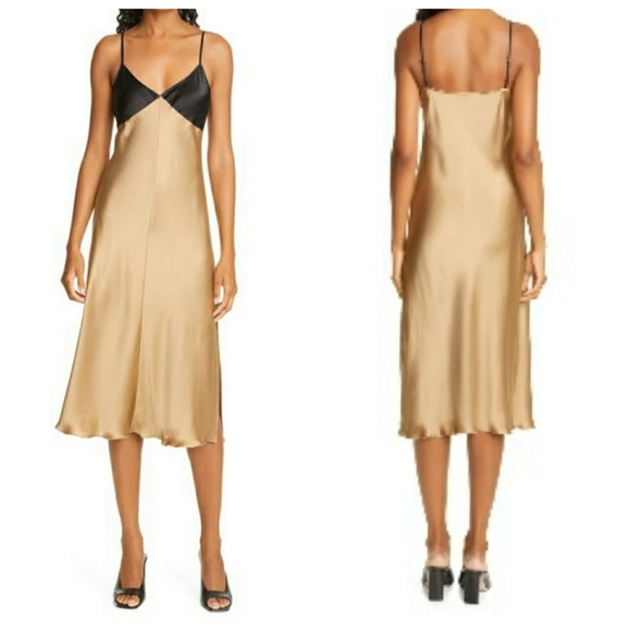 ATM Contrast Detail Silk Satin Slipdress - Picture 2 of 10